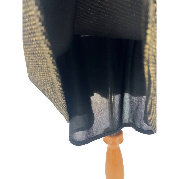 Vtg Anthropologie Black Gold Tweed Fit & Flare Dress | A-Line Skater Corpcore Lg - Picture 12 of 16